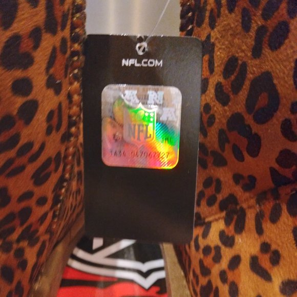 Officially Licensed NFL Women's Leopard-Print Bling Boot by Love Cuce Carolina P - Picture 9 of 16